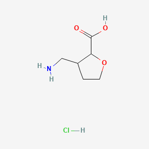 molecular formula C6H12ClNO3 B12307866 rac-(2R,3R)-3-(aminomethyl)oxolane-2-carboxylic acid hydrochloride, cis 