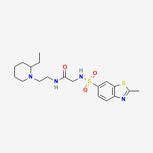 molecular formula C19H28N4O3S2 B1230787 N-[2-(2-ethyl-1-piperidinyl)ethyl]-2-[(2-methyl-1,3-benzothiazol-6-yl)sulfonylamino]acetamide 