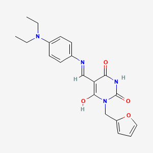 molecular formula C20H22N4O4 B1230791 5-[[4-(Diethylamino)anilino]methylidene]-1-(2-furanylmethyl)-1,3-diazinane-2,4,6-trione 