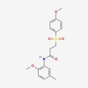 molecular formula C18H21NO5S B1230794 N-(2-methoxy-5-methylphenyl)-3-(4-methoxyphenyl)sulfonylpropanamide 