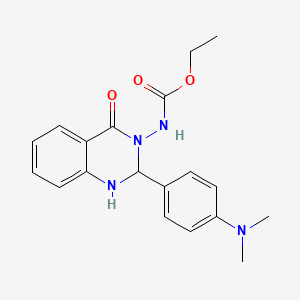 molecular formula C19H22N4O3 B1230800 N-[2-[4-(dimethylamino)phenyl]-4-oxo-1,2-dihydroquinazolin-3-yl]carbamic acid ethyl ester 