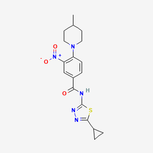 molecular formula C18H21N5O3S B1230802 N-(5-cyclopropyl-1,3,4-thiadiazol-2-yl)-4-(4-methyl-1-piperidinyl)-3-nitrobenzamide 