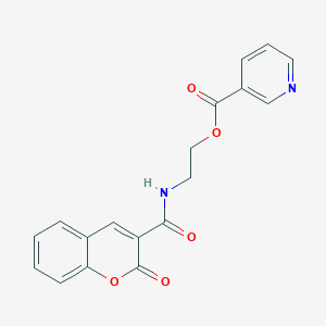 3-Pyridinecarboxylic acid 2-[[oxo-(2-oxo-1-benzopyran-3-yl)methyl]amino]ethyl ester