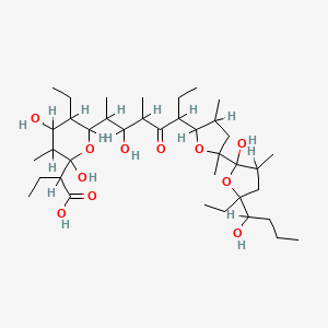 2-[5-Ethyl-6-[6-[5-[5-ethyl-2-hydroxy-5-(1-hydroxybutyl)-3-methyloxolan-2-yl]-3,5-dimethyloxolan-2-yl]-3-hydroxy-4-methyl-5-oxooctan-2-yl]-2,4-dihydroxy-3-methyloxan-2-yl]butanoic acid