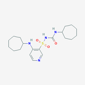 molecular formula C20H32N4O3S B123088 N-((4-Cycloheptylaminopyrid-3-yl)sulfonyl)-N'-(cycloheptyl)urea CAS No. 143214-66-8