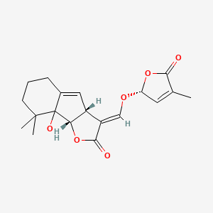 molecular formula C19H22O6 B1230893 (3E,3aR,8bS)-8a-hydroxy-8,8-dimethyl-3-[[(2R)-4-methyl-5-oxo-2H-furan-2-yl]oxymethylidene]-5,6,7,8b-tetrahydro-3aH-indeno[1,2-b]furan-2-one 