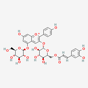 molecular formula C36H37O18+ B1230897 pelargonidin 3-O-(6-O-caffeoyl-beta-D-glucoside) 5-O-beta-D-glucoside CAS No. 168753-26-2