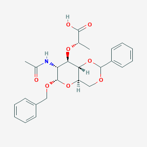 molecular formula C₂₅H₂₉NO₈ B123090 (2S)-2-[[(4Ar,6S,7R,8R,8aS)-7-acetamido-2-phenyl-6-phenylmethoxy-4,4a,6,7,8,8a-hexahydropyrano[3,2-d][1,3]dioxin-8-yl]oxy]propanoic acid CAS No. 730911-70-3