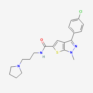 molecular formula C20H23ClN4OS B1230904 3-(4-chlorophenyl)-1-methyl-N-[3-(1-pyrrolidinyl)propyl]-5-thieno[2,3-c]pyrazolecarboxamide 
