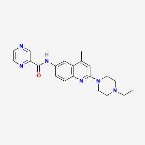 molecular formula C21H24N6O B1230905 N-[2-(4-ethyl-1-piperazinyl)-4-methyl-6-quinolinyl]-2-pyrazinecarboxamide 