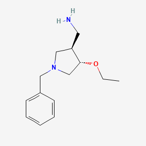 molecular formula C14H22N2O B12309087 rac-[(3R,4S)-1-benzyl-4-ethoxypyrrolidin-3-yl]methanamine, trans 