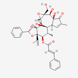molecular formula C36H36O10 B1230910 [(1S,2R,6S,7S,8R,10S,11S,12R,16S,17R,18R)-6,7-Dihydroxy-8-(hydroxymethyl)-4,18-dimethyl-5-oxo-14-phenyl-16-prop-1-en-2-yl-9,13,15,19-tetraoxahexacyclo[12.4.1.01,11.02,6.08,10.012,16]nonadec-3-en-17-yl] (E)-3-phenylprop-2-enoate CAS No. 94482-56-1
