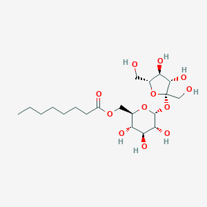 molecular formula C₂₀H₃₆O₁₂ B123093 beta-D-Fructofuranosyl 6-O-octanoyl-alpha-D-glucopyranoside CAS No. 13039-39-9