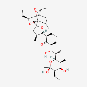 molecular formula C34H60O8 B1230938 Lysocellin, 3-de(carboxymethyl)-4-demethyl-17,21-dideoxy-17,21-epoxy-4-ethyl-5-hydroxy-3-methyl-, (5R)- CAS No. 88263-35-8