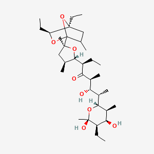 Lysocellin, 3-de(carboxymethyl)-4-demethyl-17,21-dideoxy-17,21-epoxy-4-ethyl-5-hydroxy-3-methyl-, (5R)-