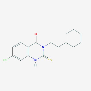 molecular formula C16H17ClN2OS B1231000 7-chloro-3-[2-(1-cyclohexenyl)ethyl]-2-sulfanylidene-1H-quinazolin-4-one 
