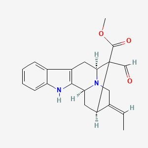molecular formula C21H22N2O3 B1231006 methyl (1S,12S,14R,15E)-15-ethylidene-13-formyl-3,17-diazapentacyclo[12.3.1.02,10.04,9.012,17]octadeca-2(10),4,6,8-tetraene-13-carboxylate 