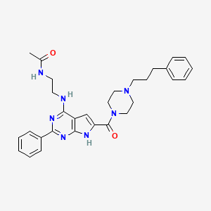 N-[2-[[2-phenyl-6-[4-(3-phenylpropyl)piperazine-1-carbonyl]-7H-pyrrolo[3,2-e]pyrimidin-4-yl]amino]ethyl]acetamide