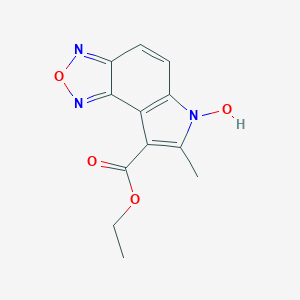 molecular formula C12H11N3O4 B123104 ethyl 6-HYDROXY-7-METHYL-6H-[1,2,5]OXADIAZOLO[3,4-E]INDOLE-8-CARBOXYLATE CAS No. 159325-86-7