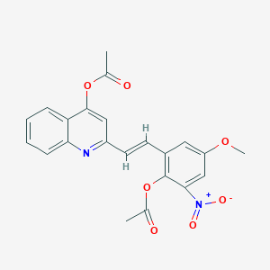 molecular formula C22H18N2O7 B1231052 2-{2-[2-(Acetyloxy)-5-methoxy-3-nitrophenyl]vinyl}-4-quinolinyl acetate 