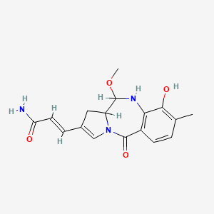 molecular formula C17H19N3O4 B1231055 (E)-3-(4-hydroxy-6-methoxy-3-methyl-11-oxo-5,6,6a,7-tetrahydropyrrolo[2,1-c][1,4]benzodiazepin-8-yl)prop-2-enamide CAS No. 7683-27-4