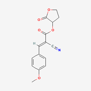 molecular formula C15H13NO5 B1231056 (2-oxooxolan-3-yl) (E)-2-cyano-3-(4-methoxyphenyl)prop-2-enoate 