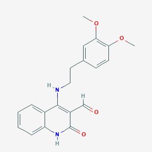 molecular formula C20H20N2O4 B1231085 4-[2-(3,4-dimethoxyphenyl)ethylamino]-2-oxo-1H-quinoline-3-carboxaldehyde 