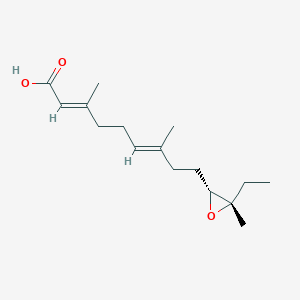 molecular formula C16H26O3 B1231126 (2E,6E,10R,11S)-10,11-epoxy-3,7,11-trimethyltrideca-2,6-dienoic acid 