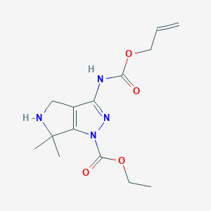 molecular formula C14H20N4O4 B12311329 Ethyl 3-(((allyloxy)carbonyl)amino)-6,6-dimethyl-5,6-dihydropyrrolo[3,4-c]pyrazole-1(4H)-carboxylate 