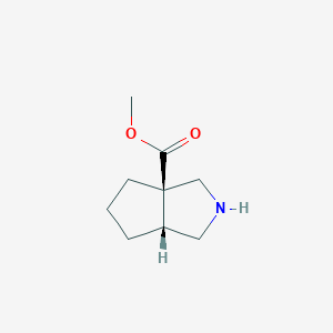 molecular formula C9H15NO2 B12311419 rac-methyl (3aR,6aR)-octahydrocyclopenta[c]pyrrole-3a-carboxylate, cis 