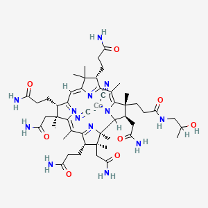 molecular formula C50H73CoN13O8 B1231174 cobalt(2+);3-[(1R,2S,3S,7S,8S,13S,17R,18R)-2,7,18-tris(2-amino-2-oxoethyl)-3,13-bis(3-amino-3-oxopropyl)-17-[3-[[(2S)-2-hydroxypropyl]amino]-3-oxopropyl]-1,2,5,7,12,12,15,17-octamethyl-3,8,13,18,19,22-hexahydrocorrin-8-yl]propanamide;dicyanide CAS No. 27792-36-5