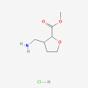 molecular formula C7H14ClNO3 B12311902 rac-methyl (2R,3R)-3-(aminomethyl)oxolane-2-carboxylate hydrochloride, cis 