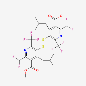 molecular formula C26H26F10N2O4S2 B1231197 Methyl 2-(difluoromethyl)-5-[[6-(difluoromethyl)-5-methoxycarbonyl-4-(2-methylpropyl)-2-(trifluoromethyl)pyridin-3-yl]disulfanyl]-4-(2-methylpropyl)-6-(trifluoromethyl)pyridine-3-carboxylate 