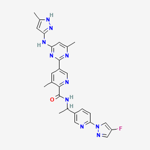 molecular formula C26H25FN10O B12311979 N-[1-[6-(4-fluoropyrazol-1-yl)pyridin-3-yl]ethyl]-3-methyl-5-[4-methyl-6-[(5-methyl-1H-pyrazol-3-yl)amino]pyrimidin-2-yl]pyridine-2-carboxamide 