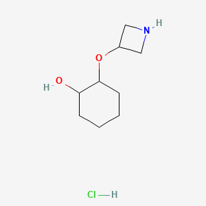 molecular formula C9H18ClNO2 B12312166 rac-(1R,2R)-2-(azetidin-3-yloxy)cyclohexan-1-ol hydrochloride, trans 
