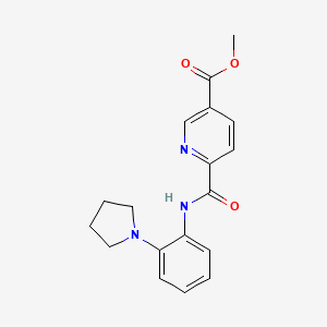molecular formula C18H19N3O3 B12312987 Methyl 6-{[2-(pyrrolidin-1-yl)phenyl]carbamoyl}pyridine-3-carboxylate 
