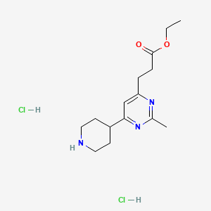 molecular formula C15H25Cl2N3O2 B12313550 Ethyl 3-(2-methyl-6-(piperidin-4-yl)pyrimidin-4-yl)propanoate dihydrochloride 