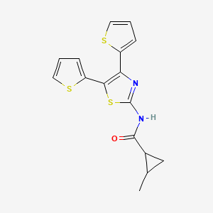 molecular formula C16H14N2OS3 B1231356 N-(4,5-dithiophen-2-yl-2-thiazolyl)-2-methyl-1-cyclopropanecarboxamide 