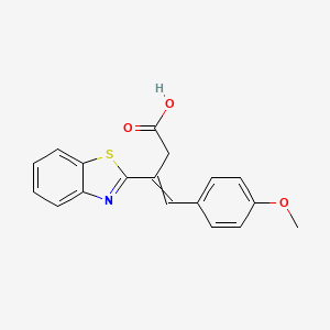 molecular formula C18H15NO3S B1231358 3-(1,3-Benzothiazol-2-yl)-4-(4-methoxyphenyl)but-3-enoic acid 