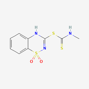 molecular formula C9H9N3O2S3 B1231362 Methyl-4H-1,2,4-benzothiadiazin-3-yl-carbamodithioate-S,S-dioxide CAS No. 87344-00-1