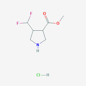 molecular formula C7H12ClF2NO2 B12313732 Methyl 4-(difluoromethyl)pyrrolidine-3-carboxylate hydrochloride 