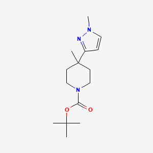 molecular formula C15H25N3O2 B12313850 tert-butyl 4-methyl-4-(1-methyl-1H-pyrazol-3-yl)piperidine-1-carboxylate 