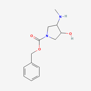 molecular formula C13H18N2O3 B12313935 rac-benzyl (3R,4R)-3-hydroxy-4-(methylamino)pyrrolidine-1-carboxylate, trans 