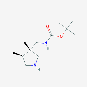 molecular formula C12H24N2O2 B12314011 tert-butyl N-{[3,4-dimethylpyrrolidin-3-yl]methyl}carbamate, trans 