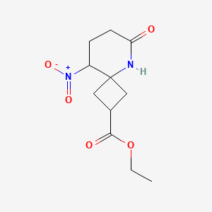 molecular formula C11H16N2O5 B12314105 Ethyl 9-nitro-6-oxo-5-azaspiro[3.5]nonane-2-carboxylate 