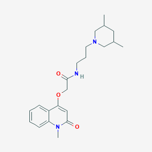 molecular formula C22H31N3O3 B1231428 N-[3-(3,5-dimethyl-1-piperidinyl)propyl]-2-[(1-methyl-2-oxo-4-quinolinyl)oxy]acetamide 
