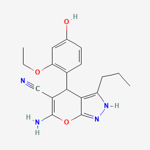 6-Amino-4-(2-ethoxy-4-hydroxyphenyl)-3-propyl-2,4-dihydropyrano[2,3-c]pyrazole-5-carbonitrile