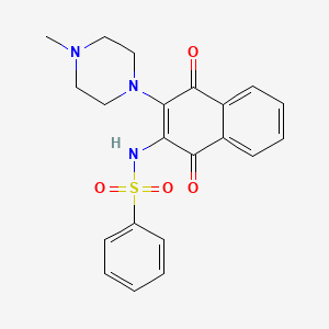 molecular formula C21H21N3O4S B1231439 N-[3-(4-methyl-1-piperazinyl)-1,4-dioxo-2-naphthalenyl]benzenesulfonamide 