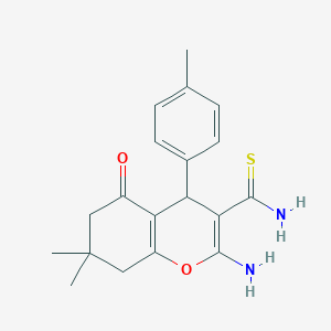 2-amino-7,7-dimethyl-4-(4-methylphenyl)-5-oxo-6,8-dihydro-4H-1-benzopyran-3-carbothioamide