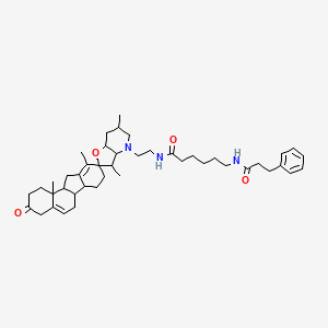 molecular formula C44H63N3O4 B1231444 N-[2-(3',6',10,11b-tetramethyl-3-oxospiro[1,2,4,6,6a,6b,7,8,11,11a-decahydrobenzo[a]fluorene-9,2'-3,3a,5,6,7,7a-hexahydrofuro[3,2-b]pyridine]-4'-yl)ethyl]-6-(3-phenylpropanoylamino)hexanamide 